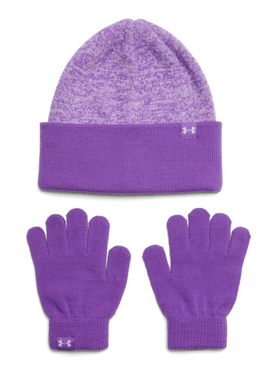 Under Armour Set Căciuliță Cu Mănuși Tricotată Violet