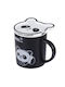 Keramische Tasse Mit Deckel Löffel Pufo Baby Panda Kaffee Tee 300 ml