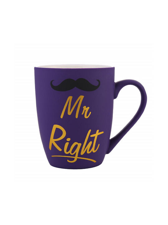 Pufo Mr Right Ceramic Mug Coffee Tea 360 Ml Purple