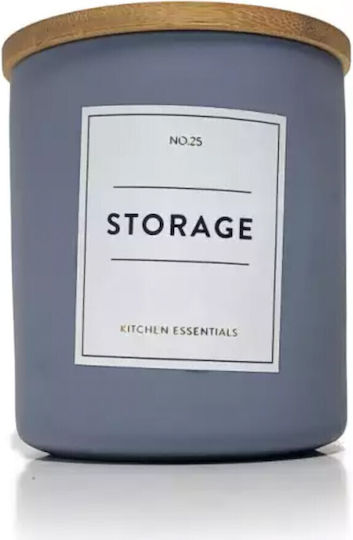 Ceramic Recipient Pufo Elegance Sugar Coffee Tea Spices Airtight Bamboo Lid 450 Ml Blue