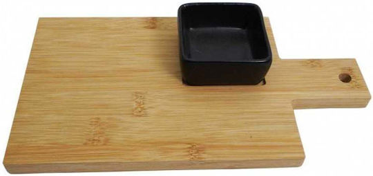 Bamboo Wood Kitchen Chopper Porcelain Serving Bowl 26 X 14 Cm