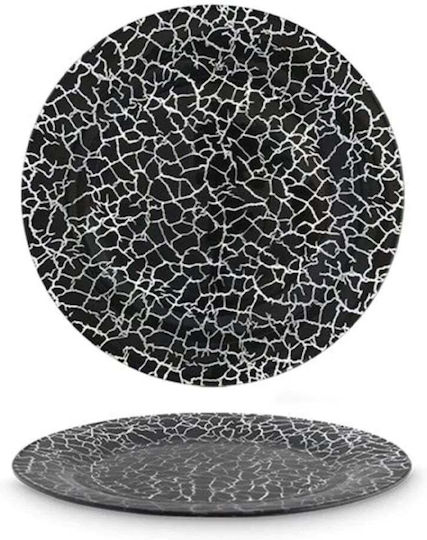 Set 6 Elegant Glass Plates Pufo Ellegant Black Serving Appetizers Desserts 28 Cm Black