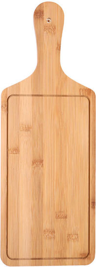 Bamboo Wood Serving Platter Handle Food Appetizers Pizza 34 X 14 Cm Brown