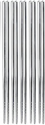 Set 5 Pairs Fluffy Metallic Chopsticks Made of Steel Sushi 22 Cm Silver