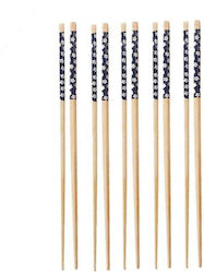 Set 5 Pairs Fluffy Bamboo Chopsticks Sushi 22 Cm Brown Blue