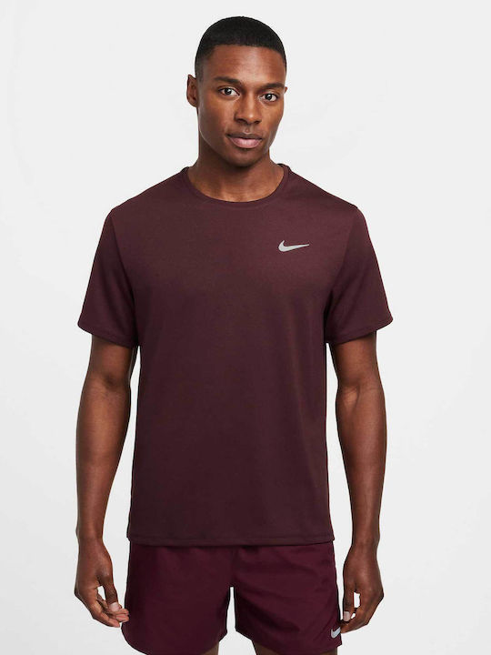 Nike UV Miler Dri-Fit Αθλητικό T-shirt Μπορντό