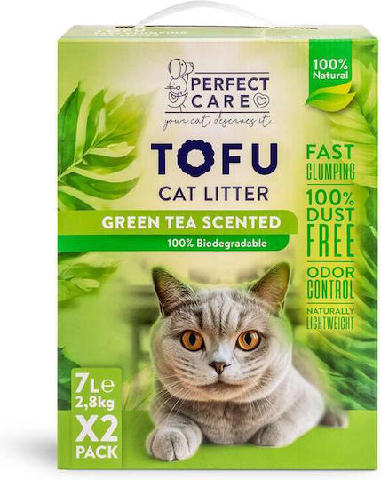 Perfect Care Nisip pentru Pisici pe Bază de Plante Tofu cu Aromă Ceai verde 14lt