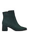 Leather Women's Ankle Boots with Medium Heel Green