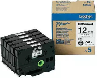 Brother Hge-231v5 черно на бяло лента 1.2 см x 8 м 5 касети ламинирана лента P-touch Pt-9500pc Pt-9700pc Pt-9800pcn P-touch R Rl-700s