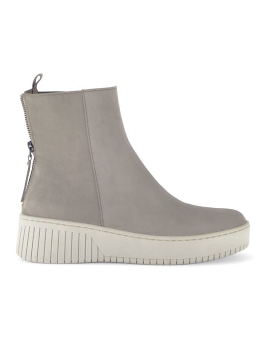 Gabor Leather Women's Ankle Boots Platform Beige