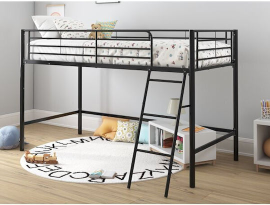 Kinderbett Hochbett Einzeln Schwarz für Matratze 90x200cm