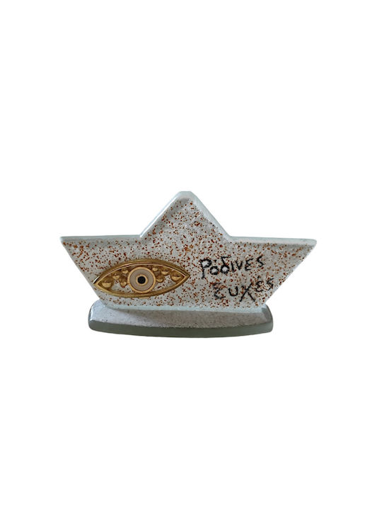 Kallisti Glass Lucrat manual de birou Amulet Nava Alb din Sticlă 6x10.5cm 1buc