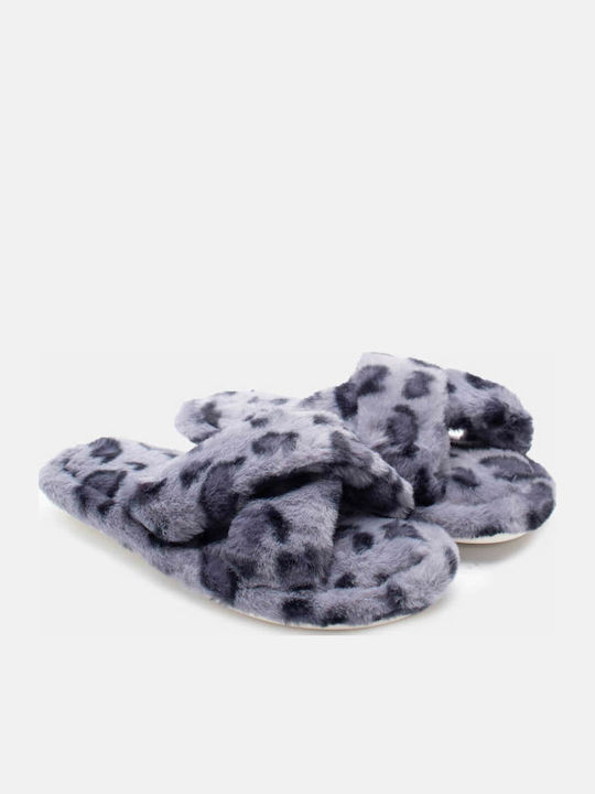 Luigi Winter Damen Hausschuhe mit Fell Gray