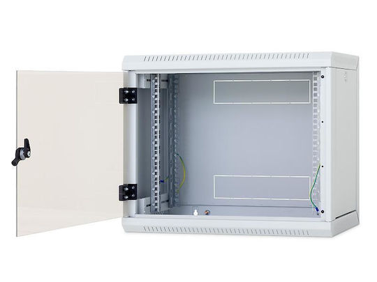 19" Einzel-Wandgehäuse Abnehmbare Seitenwände 9HE/600mm Vollglastüren Lichtgrau RAL7035