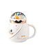 Ceramic Teapot Mug Lid Pufo Travel Space Coffee Tea 500 Ml White