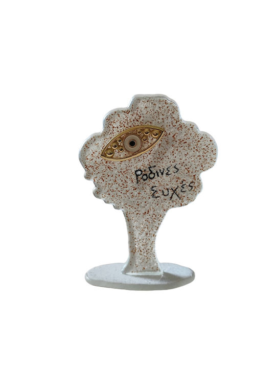 Copac Decorativ din Sticlă Kallisti 12x7cm Alb Auriu