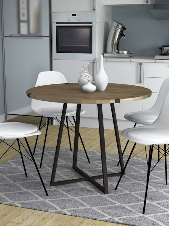 Rubes Table Kitchen Wooden with Metal Frame Wal...