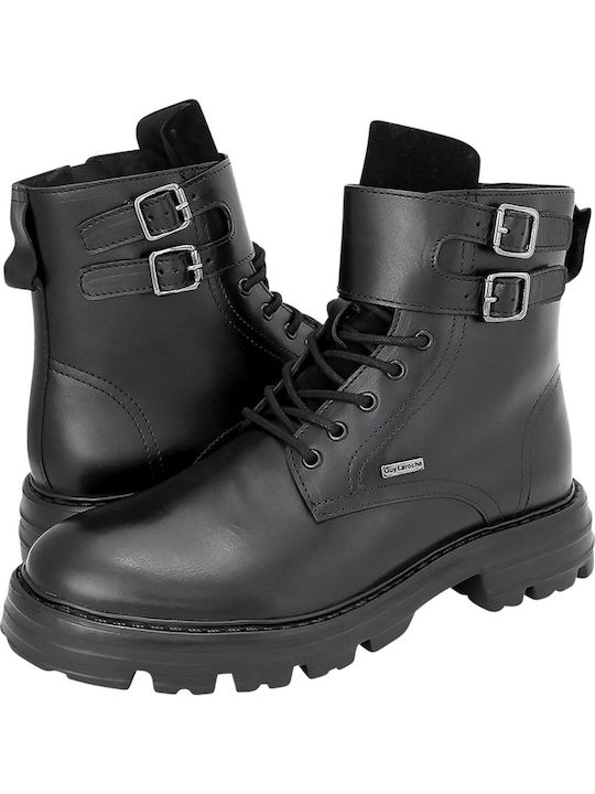 Langen Leder Schwarz Herrenstiefel