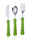 Cute Puff Kids Cutlery Set 3 Pieces Stainless Steel Green
