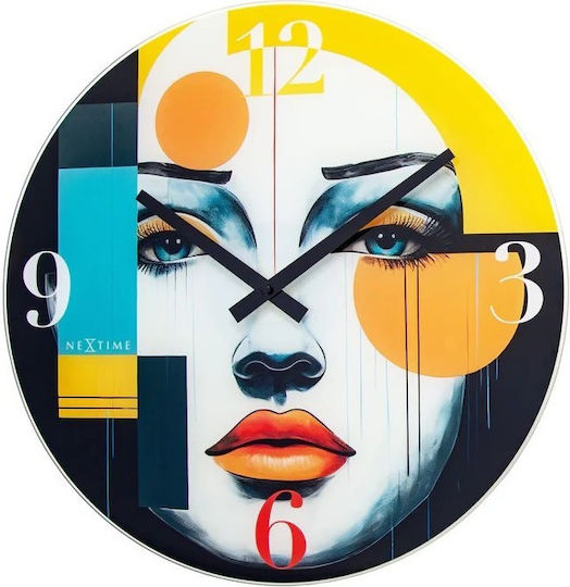 Wall Clock 43cm Silent Multicolour Glass Nextime 'Vogue' 8199