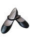 Kids Leather Ballerinas with Hoop & Loop Closure Black