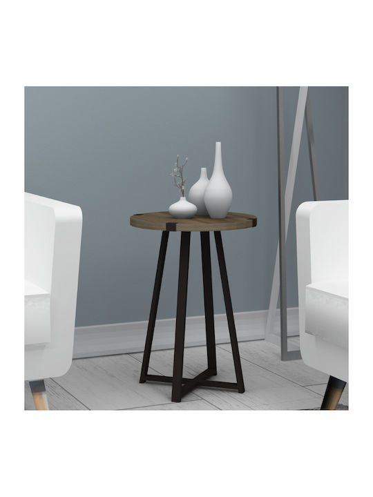 Round Side Coffee Table Pedro Wooden Walnut - A...