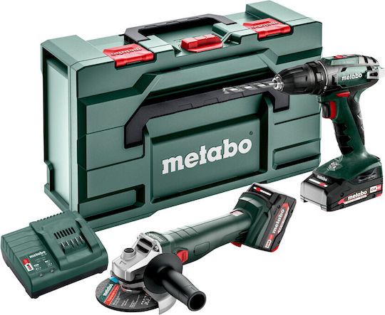Metabo Combo Set 2.4.3 Σετ Γωνιακός Τροχός & Δραπανοκατσάβιδο 18V με 2 Μπαταρίες 4Ah - 2Ah και Θήκη