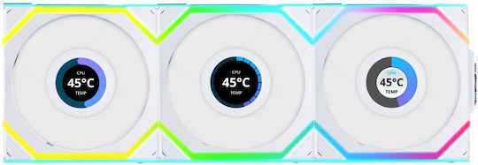 Lian Li UNIFAN SL Wireless LCD Reverse Blade Case Fan 120mm (1900rpm / 51.45cfm) με RGB Φωτισμό 3τμχ Λευκό