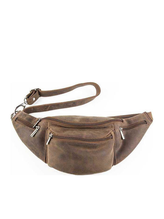 Leather Creations XK Δερμάτινο Τσαντάκι Μέσης Καφέ