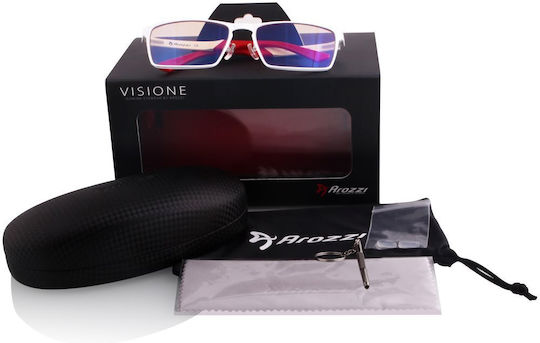 Arozzi Gaming Glasses Visione Vx-800 White White-red Frames Amber Lenses