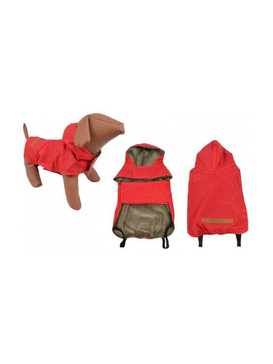 Woofmoda Red Waterproof Dog Coat with Hood with 75cm Back Length