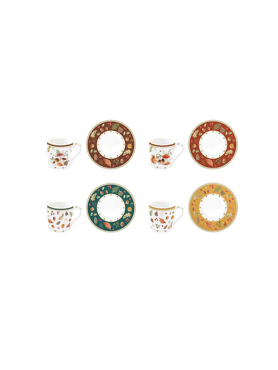 Marva Set of Cups Coffee Porcelain Multicolored 100ml 4pcs