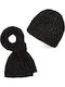 Set with Beanie Knitted in Black color