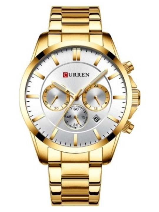 Curren Men's Watch 47mm Chronograph Battery with Gold Metal Bracelet