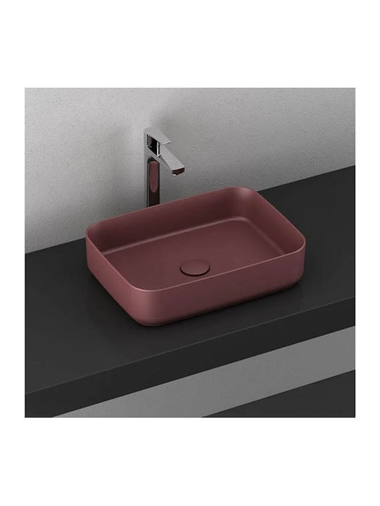 Isvea Επικαθήμενος Νιπτήρας Πορσελάνης 50x36cm Maroon Red
