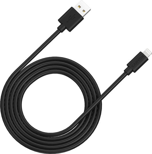 Canyon Lightning Cable Mfi-12 26mb/s 5V/2.4A Apple Certified 2m Length Black