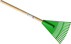 Small Garden Rake Wooden Handle Green 19cm