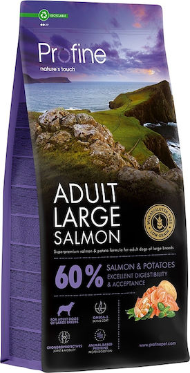 Profine 12kg Dry Food with Few Grains for Adult Large Breed Dogs with Salmon, Potatoes, Chicken and Vegetables