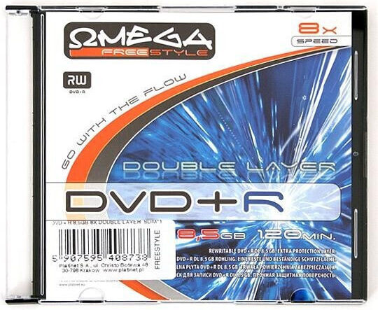 Omega Freestyle Dvd+r Dl Double Layer Printable 8.5gb 8x Slim