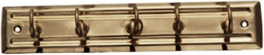 Cuier metalic cu 5 cârlige 24x3.5x4.5cm - Bronz antic
