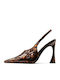 Leather Brown High Heels with Strap
