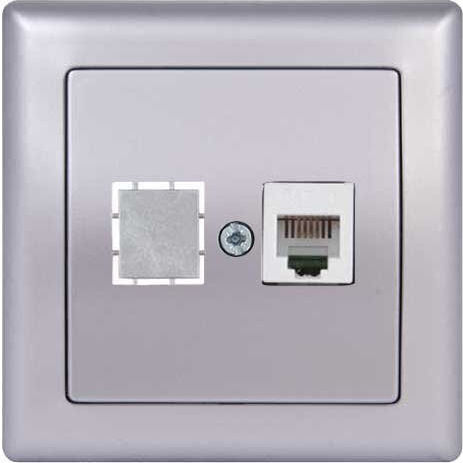 Mutlusan Daria Priză De Rețea Single RJ45 Cu Ramă În Culoare Argintie 6010386