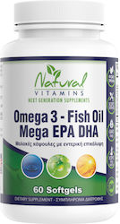 Natural Vitamins Omega 3 Fish Oil Mega EPA DHA ...