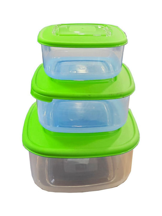 Happy House Microwave Plastic Lunch Box Green 3pcs