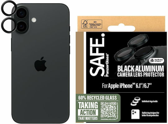 PanzerGlass Safe Camera Protection Tempered Glass Black for the iPhone 16, iPhone 16 Plus