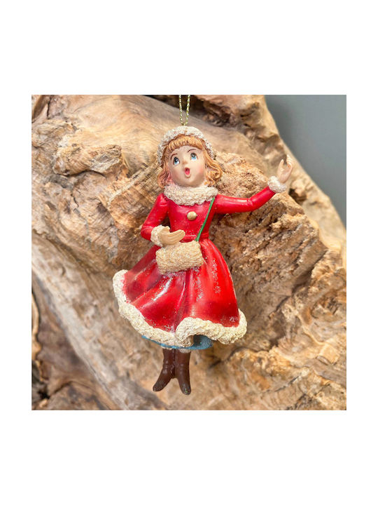 Hanging Figure Ornament Ceramic Red 6.5x11cm