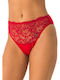 Hochtailliert Damen Slip mit Spitze Rot