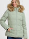Women's Long Puffer Jacket for Winter Pastel Green - Mint