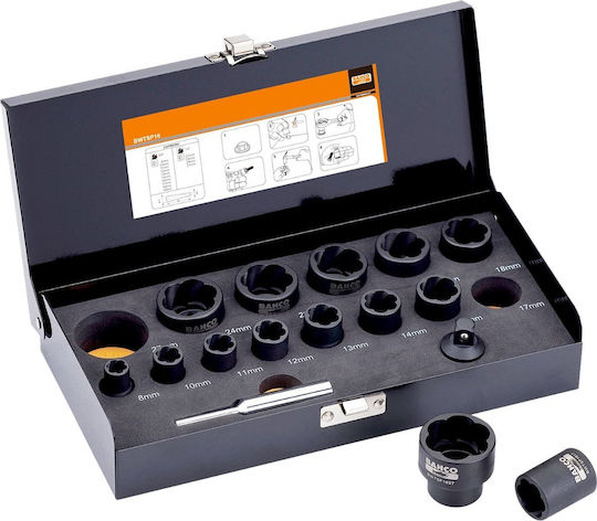 Twist Socket Set 16 Pcs 3/8" 1/2" 8-27mm