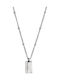 Steel Chain Necklace Silver Metal Bar